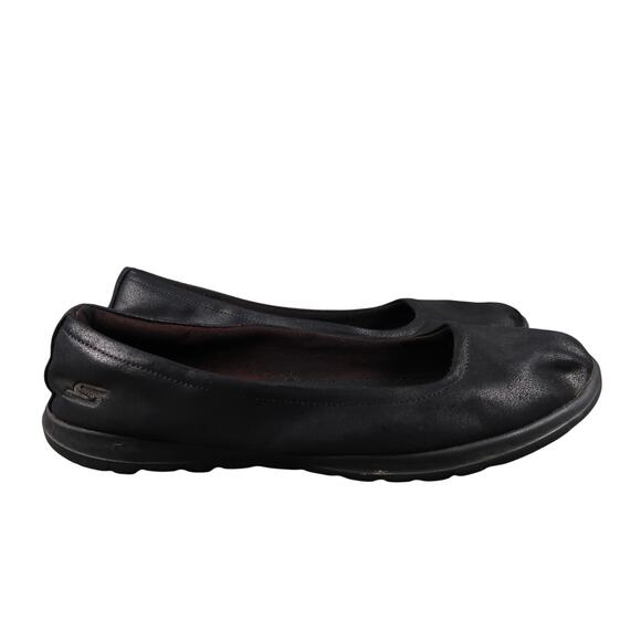 Skechers Shoes Women 9.5 Ballet Flat Slip On Loafer Casual Comfort Walking Black - Picture 1 of 11
